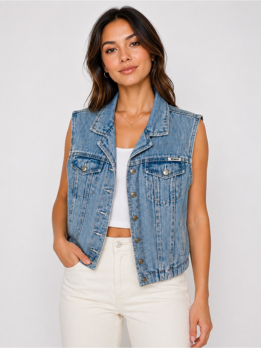Removable Denim Vest - Light Blue Women’s Jean Vest